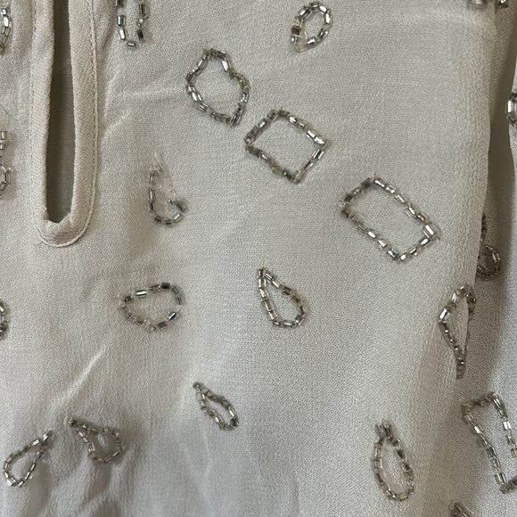 CHAN LUU sequin romper lunar rock silver beaded adjustable straps Sz XS - Picture 14 of 14